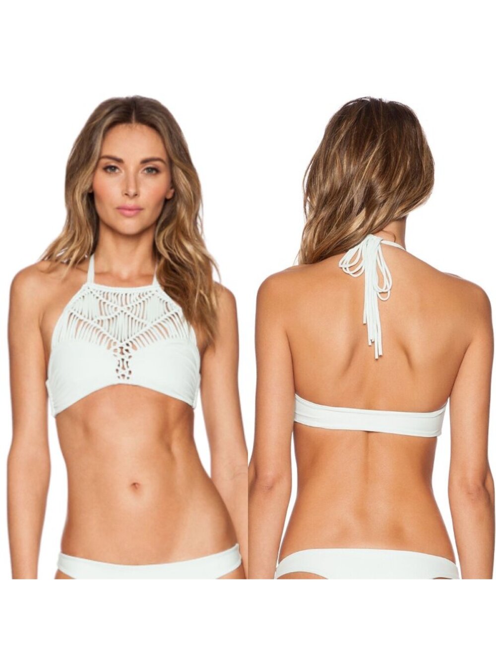 Mikoh Revolve Womens Small Waimea Woven Halter Bikini Top Swim